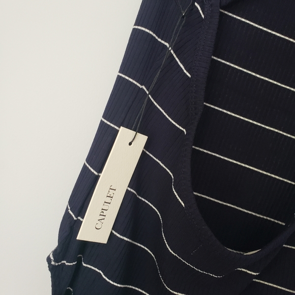 Capulet Buona Scoop Back Bodysuit in Navy Stripe - Picture 9 of 11